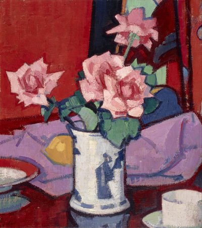 Rosa Rosen, chinesische Vase von Samuel John Peploe